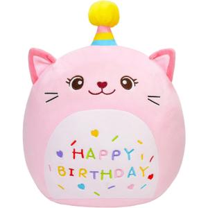 LICSOR Cat Plush Toy 12 Inch Cute Unicorn Cat Birthday Stuffed Animal Soft Cat Plushies Pillow Pink Doll Gifts for Kid Toddlers Home Room Decoration (Cat Plush)