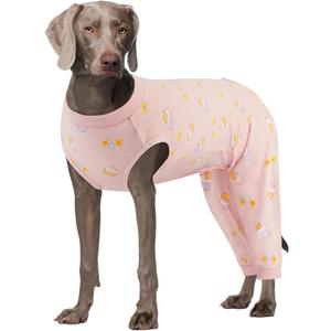 Kuoser Dog Recovery Suit, Anti Licking Dogs Rear Leg Sleeve, Abdominal Dog Surgical Suit with Dog Pants Cover Protect Wounds, Dogs Elbow Protector Pet Surgery Onesie Cone Alternative, PinkCake 3XL (3X-Large (Back Length: 59CM / 23.22"))