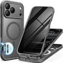 BERFY for iPhone 17 Pro Case, Compatible with MagSafe, Built-in Privacy Screen Protector, Camera Protection, Shockproof Full Body Phone Case 6.3", Translucent Grey