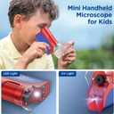 60x-120x Mini Pocket Microscope for Kids Adults, Portable Handheld Microscope with Microscope Slides, Miniscope Portable Microscope for Kids Little Scientist Students School Minilabsters Education