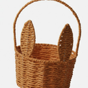Natural Water Hyacinth Rabbit Shaped Storage Organizer for Easter, Kids Toys, Boho Decor