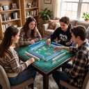 Green Mahjong Mat with Rules No Crease 32.6"x32.6" Larger Non Slip Noise Reduction Mahjong Mat for Table with Velvet Bag Game Mat for American Mahjong, Dominoes, Poker, Board Games and More