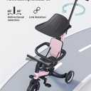 newyoo Tricycle for Toddlers 1-3, Toddler Tricycle with Push Handle and Canopy, Toddler Bike, Birthday Gift and Toys for Girl and Boy, 6 in 1 Baby Trike, Balance Bike, TR009, Pink, Large