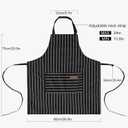 DILLMAN Kitchen Cooking Adjustable Aprons - Men Women Bib Soft Chef Stripes Apron with 2 Pockets (Black)