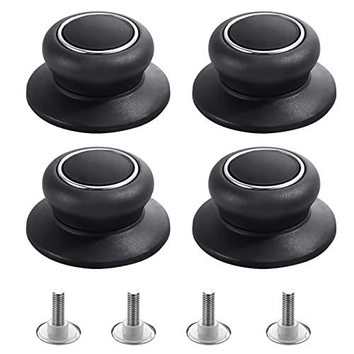 4Pcs Universal Pot Lid Top Replacement Knob,Heat Resistant and Prevent static electricity,Easy installation Kitchen Cookware Replacement Pan Lid Holding Handles. (Black),Damage 1PCS