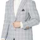Isaac Mizrahi Mens Men's Slim Fit Linen Blend Check Sport JacketBusiness Suit Jacket, Size 42