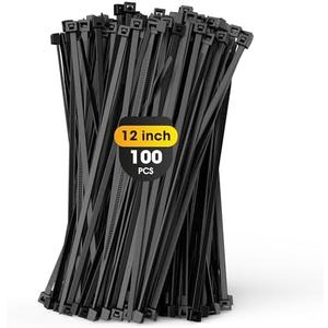 Zip Ties Heavy Duty, 【250 LBS 】100PCS 12 Inch High Load Cable Ties，Large Tensile Strength 0.5 Inch Width，Extra Large Wire Ties Adjustable Nylon Tie Wraps for Indoor Outdoor