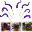 INLOLLY Octopus Tentacle Plant Stakes Set of 7 – Hand-Painted Resin Purple & Black Tentacles for Sea Witch Decorations, Halloween Tentacle Decor, Garden Pots, Office Tentacle Decor
