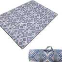 60"x80" Picnic/Beach Blankets Waterproof Sandproof, Large Boho Outdoor Area Rug for Patio Deck Balcony Backyard RV, Portable Mat for Camping Travel StadiumBlue Beach Accessories Decor