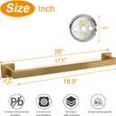 TocTen Bath Towel Rack - Square Base Thicken SUS304 Stainless Steel Towel Bar for Bathroom, Bathroom Accessories Towel Rod Heavy Duty Wall Mounted Towel Holder. (Brushed Gold, 20)