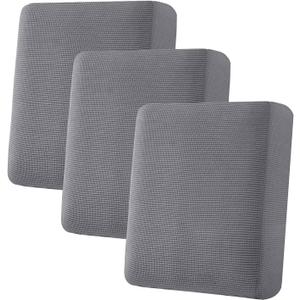 H.VERSAILTEX Super Stretch Individual Seat Cushion Covers Sofa Covers Couch Cushion Cover Slipcover Sets Thick Jacquard Textured Twill Fabric (3 Piece Sofa Cushion Covers, Grey)