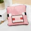 Paladone Minecraft Pig 2-in-1 Cushion Blanket - Officially Licensed Microsoft Travel Blanket, Foldable Soft Fluffy Throw, Gamer Living Room or Bedroom Decor 120cm x 150cm, Pink