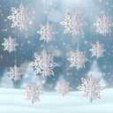 Christmas Snowflake Ornaments - 12pcs White Paper Snowflakes for Christmas Tree Decorations - 3D Hanging Snowflake Ornaments Winter Wonderland Decorations
