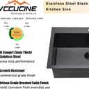 VCCUCINE 25 Inch Black Drop in Kitchen Sink,25x22 Inch Gunmetal Black Single Bowl Stainless Steel Basin Topmount Kitchen Sink,16 Gauge Metal Laundry Sink Black Small Kitchen Sink