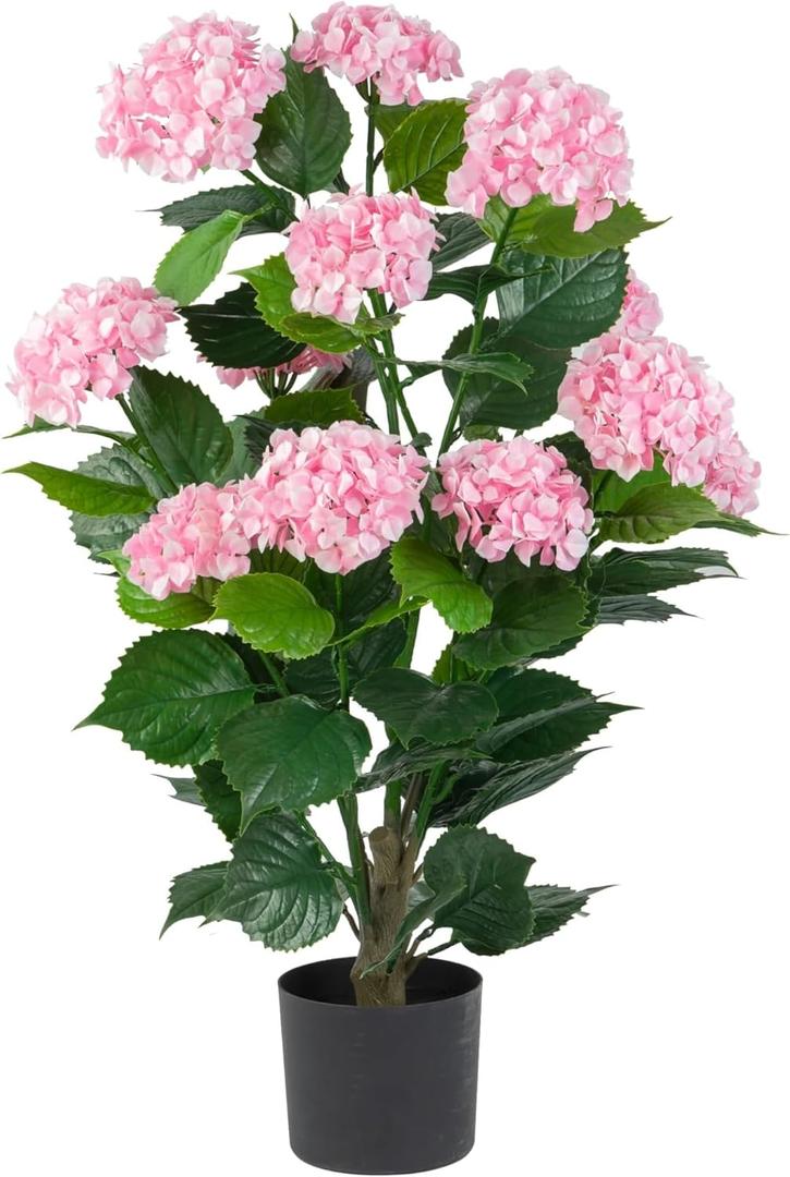 Exquisite Flower World 37 in High Pink/White Hydrangea Tree, Beautiful Artificial Flower for Home Garden Decor Table Decoration, Home Environment, Party Setting (Pink)