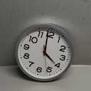 Wall Clock Silent Non-Ticking Modern Clock Battery Operated 12 Inch Small Classic Analog Decorative for Kitchen, Bathroom, Office, Bedroom, Home (Silver)