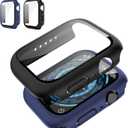 [2 Pack] Case Compatible for Apple Watch Series 10 46mm with Screen Protector, Shockproof Ultra-Thin Hard PC Case All-Around Edge Protective Cover for iWatch Series 10 Accessories,Black&Blue