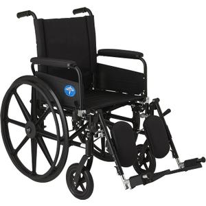 Medline Premium UltraLightweight Wheelchair with Full Length Flip Back Arms and Elevating Leg Rests for Eldery and Disabled, 18" Seat