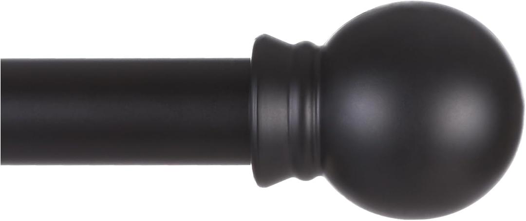Thestoa Black Curtain Rods for Windows 66 to 120 inch, 5/8" Diameter Matte Black Small Curtain Rods for Bedroom, Living Room, Kitchen, Outdoor, Farmhouse