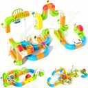 Electric Train Set for Kids, 3D Gravity-Defying Flexible Race Track Building Toy, DIY Rail Cube Track Kit, STEM Motorized Trains Race Tracks Toys Gift for Boys Girls Ages 3+
