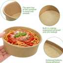 Lyellfe Kraft Paper Bowls with Lid, 17 oz, 50 Pack | Disposable, Water/Oil Proof, For Hot Cold Food, For Soup Salad Ice Cream