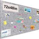 Large Bulletin Board, 72x48 Inches Cork Board Alternative, Large Felt Board Decorative Pin Board for Wall, Foldable Photo Board Self-Adhesive Vision Board with 36 Pushpins Light Gray
