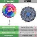 Christmas Deer Wind Spinner Outdoor with Crystal Sun Catcher - 3D Stainless Steel Metal Wind Spinners 12 in Garden Art for Patio Yard Decor Decorations for Home,House Outdoor