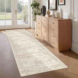Washable Runner Rugs for Bedroom - 2x6 Runner Rug Non Slip, Ultra-Thin Entryway Runner, Soft Abstract Kitchen Runner for Hallway, Laundry, Bathroom, Indoor Door Mat (2'x6', Beige/Ivory)