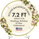 7.2FT Round Backdrop Stand - Circle Gold Balloon Arch Frame Kit - Metal Wedding Backdrop for Parties, Baby Shower, and Decorations