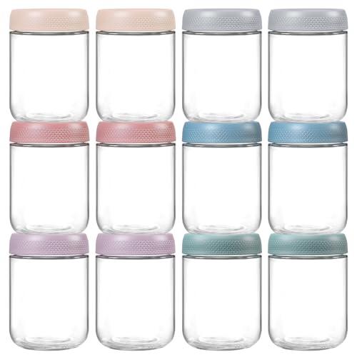 NETANY 10-pack 16oz Glass jars with Airtight Lids, Overnight Oats Containers with Lids, Wide mouth Mason Salad jars, Glass Food Storage Containers for Snacks Yogurt Spice Sugar