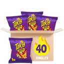 Takis Fuego 40 pc / 1 oz Multipack - Hot Chili Pepper & Lime Flavored Extreme Spicy Rolled Tortilla Chips - Individual Bags, Perfect for Tailgates, Parties, Lunchboxes or Lunches, Best By: 01/15/2026