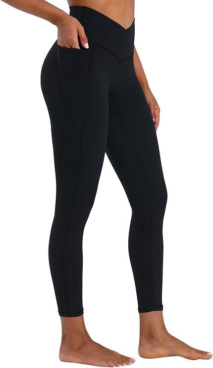 Sunzel Women's No Front Seam Crossover Waist Workout Leggings with Pockets | 25, 28 Or 31-Inch Inseam, Tummy Control, No Front Seam, Crossover Waist, Butt Lifting, Hidden Butt Scrunch, Side Pockets, Size XL