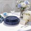 Tinybee 60PCS Blue Plastic Plates - Heavy Duty Blue Disposable Plates, Elegant Plastic Plates for Birthday, Wedding and Party Including 30 Dinner Plates 10 '' & 30 Dessert Plates 7.5 ''