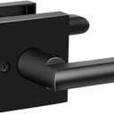 HOSOM Black Door Handle Interior Passage Door Lever for Hall and Closet Heavy Duty Reversible Door Handles Knob with Square Plate Left or Right Handing No Locking Matte Black