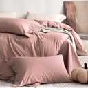 JELLYMONI 100% Washed Cotton Standard Pillowcases Set, 2 Pack Linen-Like Texture Breathable Pillow Covers with Button Closure,Darker Rose Standard 20"×26"(Pillows are not Included)