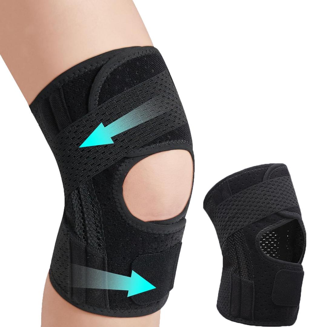 Knee Brace for Women & Men, Knee Brace for Meniscus Tear, Knee Pain Relief, Arthritis, Compression Knee Support Side Stabilizers, Injury Recovery, Running, Workout (Black, Large)
