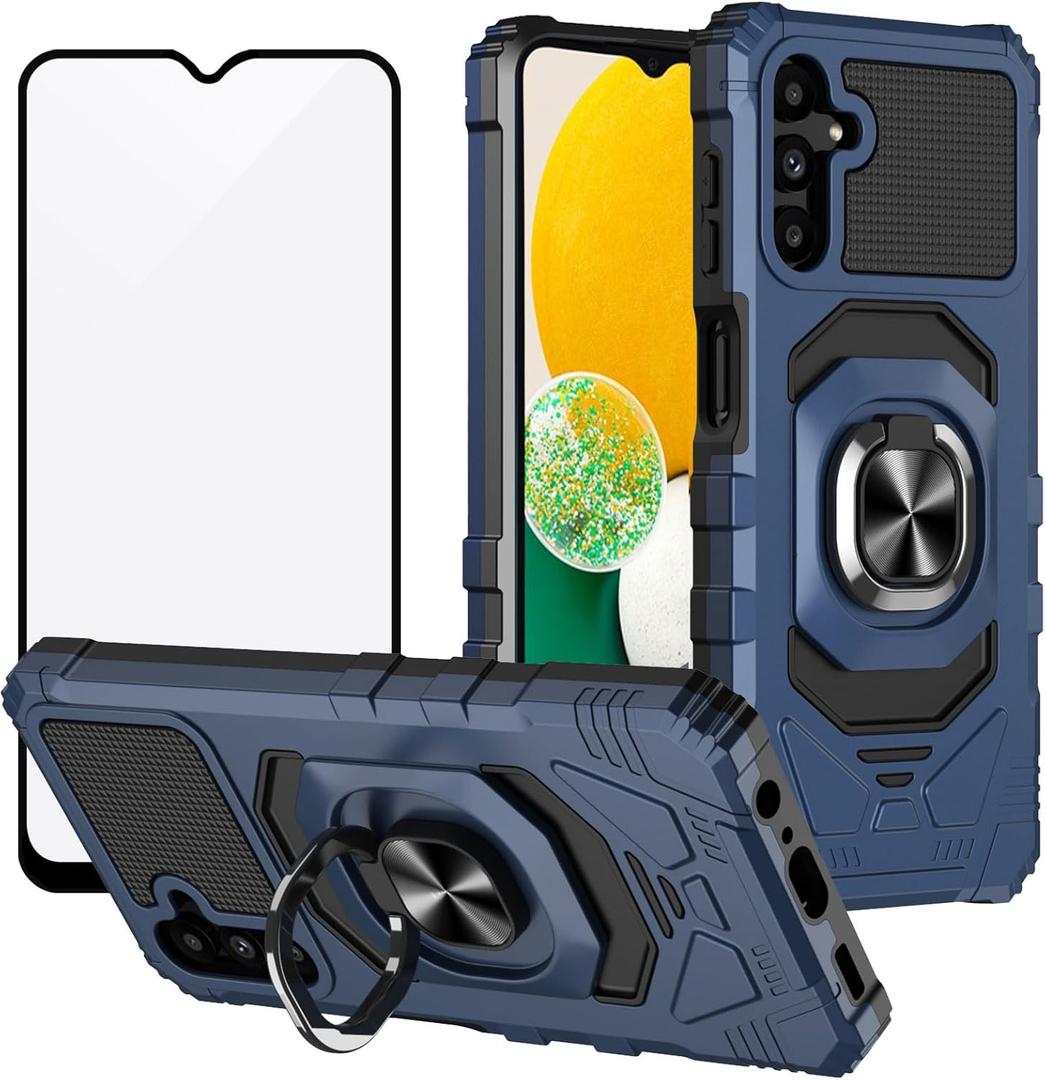Ailiber for Samsung Galaxy A35 Phone Case, Galaxy A35 5G SM-A356 Case with Screen Protector, Ring Kickstand for Magnetic Car Mount, Heavy Duty Protective Rugged Shockproof Cover for Samsung A35-Blue