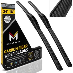 Premium Silicone Carbon Fiber Windshield Wiper Blades 24" & 18" - Patented All-Season, Quiet & Smooth Streak-Free Clean Wipe, OEM Quality, Front Automotive Replacement Wipers for Car & Truck (2 Pack)