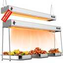 PYY Food Heat Lamp - 35 Inch 86-176F/30-80C Aluminum Overhead & Hanging Food Warmer Lamp Strip Food Warming Lamp Heater Electric Commercial Food Heat Lamp for Catering Kitchen Restaurant Buffet 750W (Silver)