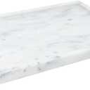 100% Natural Marble Serving Tray Luxury Marble Storage Tray for Home Decor Stone Tray for Bathroom/Kitchen/Vanity/Dresser,Plate Holder for Tissues, Candles, Towel (12" x 8" x 0.7")