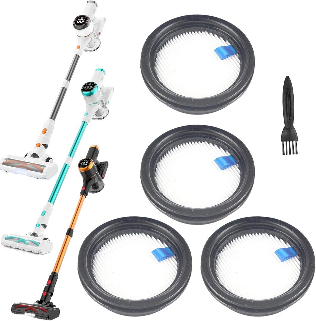 4Pack Hepa Filters Replacement Compatible with Tikom V500 Cordless Vacuum Cleaner. Washable Filters Works with Tikom 40kpa Stick Vacuum.