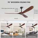72 Inch Ceiling Fan No Light Wood Outdoor Ceiling Fans for Patios Living Room Garage Gazebo Mid Century Modern Exterior Extra Large Waterproof Ceiling Fan Without Light with Downrod (Walnut)