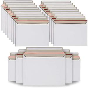 RHBLME 100PCS Stay Flat Mailers, 6x10 Inch Rigid Mailers Cardboard Envelopes, Self-Seal Mailers, White Rigid Shipping Envelopes, Use on School and Office, Great for Photo, Documents, Certificate