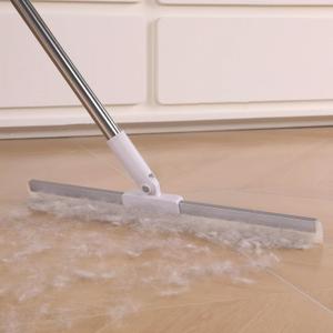Floor Squeegee with 65" Long Handle, 180 Rotating Silicone Head, Pet Hair & Water Remover, Squeegee Broom for Shower, Tile, Garage, Concrete & Pool Cleaning