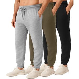 Real Essentials 3 Pack: Men's Cotton Fleece Jogger Sweatpants  Casual Comfy Athletic Pants with Pockets (Big & Tall) (Medium)