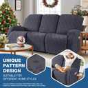 TAOCOCO Recliner Sofa Covers Stretch Reclining Couch Cover, Jacquard Recliner Couch Cover for 3 Seat Furniture Protector Sofa Slipcovers with Elastic Bottom for Kids, Pets (Dark Grey)