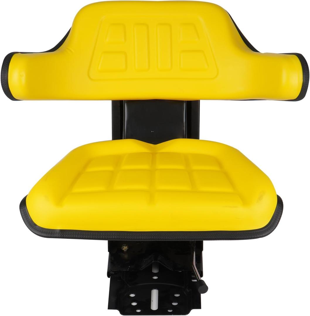 Yellow Universal Adjustable Tractor Suspension Seat Fits for John Deere 1020 1530 2020 2030 2040 5210 5300, fits for Ford & New Holland 3000 3010 3300 3400 3600 3610, Shock Absorption Alloy Steel+PVC