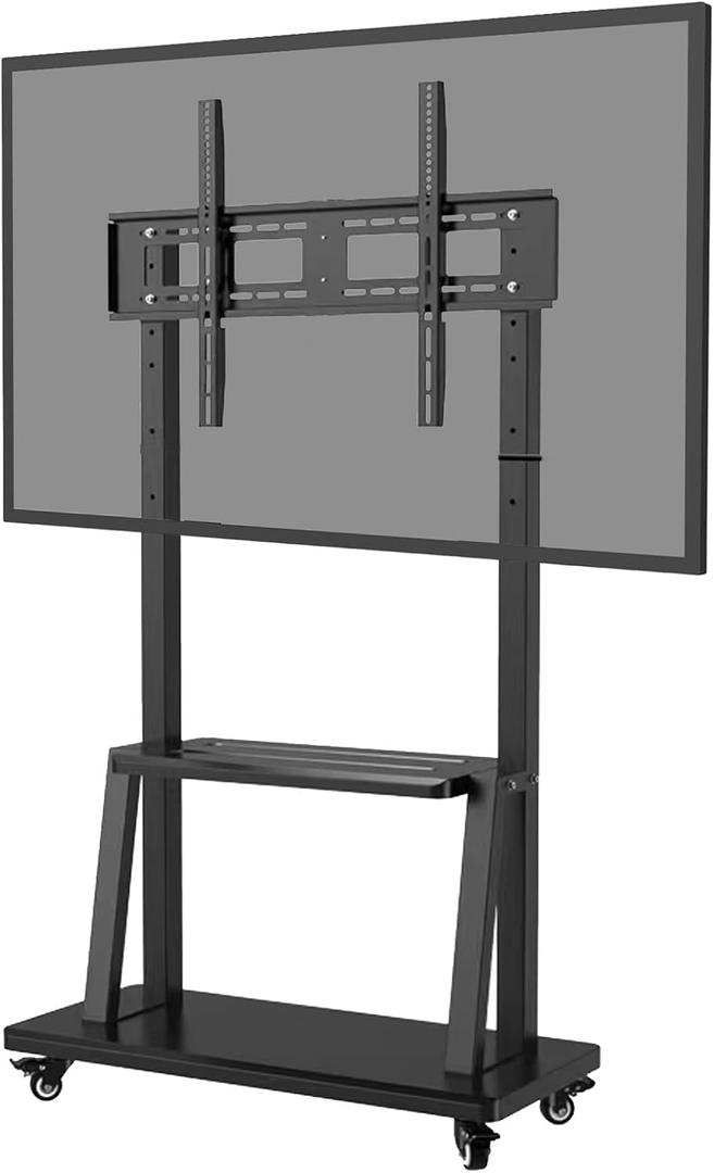 Smart Board Stand for 55"-75" Interactive Whiteboard, Adjustable Mobile Stand with Four Lockable Wheels, Storage Shelf, Designed for Versatile Classroom, Home, Office