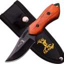 Elk Ridge - Outdoors Fixed Blade Knife - 6-in Overall, 3-in Black Stainless Steel Blade, Wood Handle, 1680D Nylon Sheath - Hunting, Camping, Survival (Wood) (Brown)
