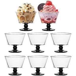 CHPINDAM 9oz Glass Dessert Bowls,ice cream sundae bowls Set of 4 Dessert Cups for Ice Cream, Fruit, Pudding, small snacks, Yogurt, and Appetizers (4)